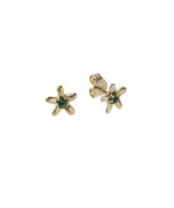 Produkt Earring Studs Yellow Coffee Blossoms with green zircons