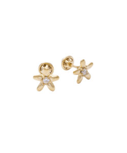 Produkt Children earrings studs, coffee gold blossoms with brilliants, balloon closing