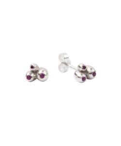 Produkt earrings silver cherries with pink zircons