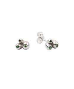 Produkt earrings silver cherries with green zircons